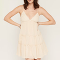 Crochet Detail Tiered Spaghetti Strap Mini Dress